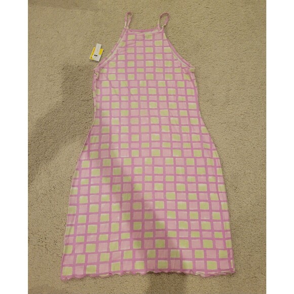 Y2K NWT BP Sleeveless Junior's Women's Mini Dress Pink square Green Size XS - Picture 4 of 9